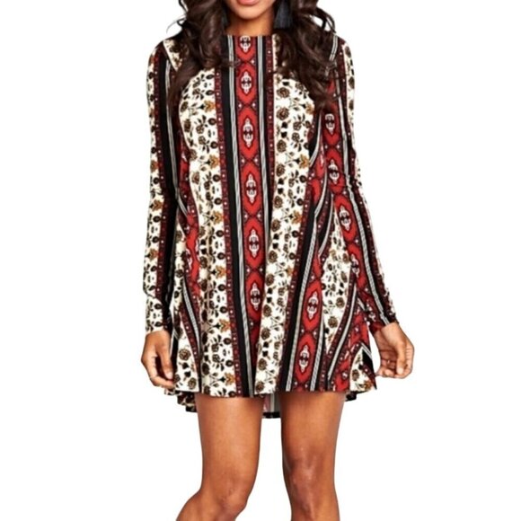 Show Me Your MuMu Dresses & Skirts - Show Me Your Mumu Tyler Tunic Dress Patchwork Autumnal Long Sleeve Size S